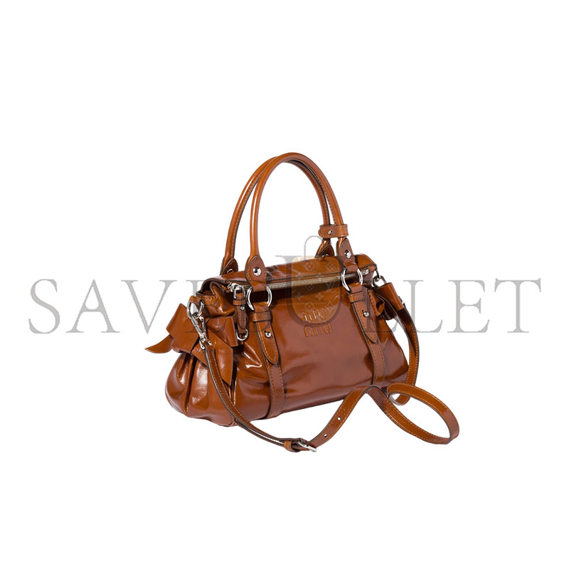 MIU MIU GLOSSY LEATHER TOP HANDLE BAG 5BA327 (28*22*15cm) MIU MIU GLOSSY LEATHER TOP HANDLE BAG 5BA327 (28*22*15cm)
